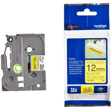 Banda laminata adeziva Brother TZES631 12mm/8m (Negru/Galben)
