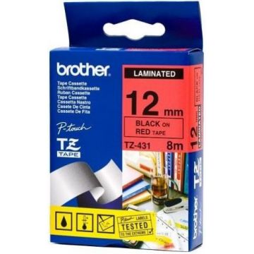 Banda laminata Brother 12mm TZ431 (negru/rosu)