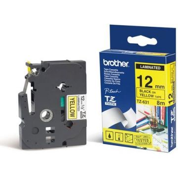 Banda laminata Brother 12mm TZ631 (Negru/Galben)