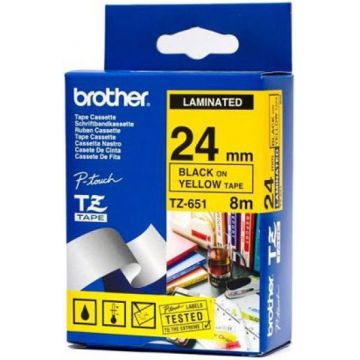 Banda laminata Brother 24mm TZ651 (negru/galben)