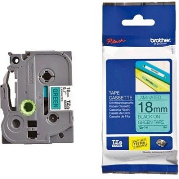 Brother Etichete TZE741 18mm (negru/verde)