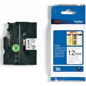Banda nelaminata Brother TZEN231 12mm/8m (Negru/Alb)