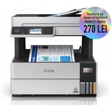 Multifunctional Epson EcoTank L6490, inkjet, A4, 17ppm, Duplex, ADF, USB, Retea, Wireless, Fax (Negru)