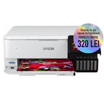 Multifunctional Epson L8160, InkJet Color, 16 ppm, A4, Duplex, Retea, Wireless (Alb)
