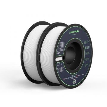 Set de 2 x Filament AnkerMake PLA+ pentru imprimanta AnkerMake 3D, 2 kg, proiectat pentru imprimare de mare viteza, Alb