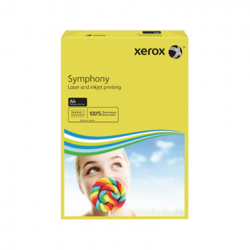 Carton Copiator A4 Xerox Symphony, Galben Intens, 250 Coli/Top, 160 g/m²