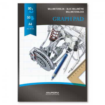 Hartie Milimetrica A4, 50 File - 90g/mp, Aurora Raphael - Fond Albastru