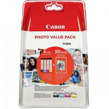 Canon Cartus cerneala Canon CLI-571XL, multicolor (black, cyan, magenta, yellow), original, 500 pagini, 50 ml