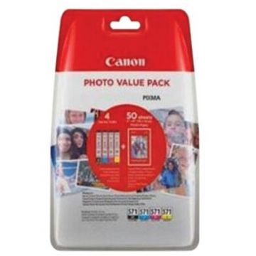 Canon Pachet avantajos pentru cartușe de cerneală Canon CLI-571 și hârtie foto CMYK 0386C006