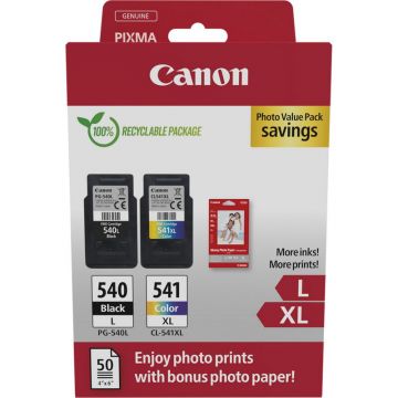 Canon Pachet cartuse cearneala Canon PG-540L, CL-541XL, negru: 300 pagini/11ml, Color: 400 pagini, Hartie foto GP-501 50 de coli