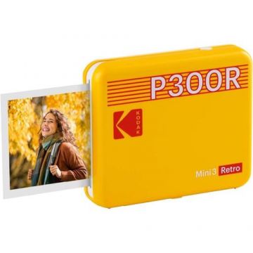 Imprimanta foto Kodak Mini 3 Retro, 3x3 inch, 291 x 300 dpi  (Galben)