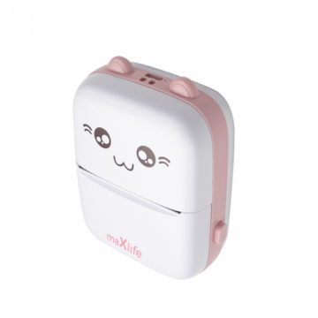Imprimanta Foto Portabila MaXlife MXTP-100, Bluetooth, 1.000 mAh, printare alb-negru  (Roz/Alb)