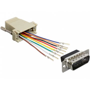 Adaptor D-Sub 15 pini T la RJ45 M, Delock 65432