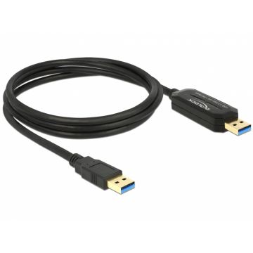 Cablu Data Link + KM Switch USB 3.0-A 1.5m T-T, Delock 83647