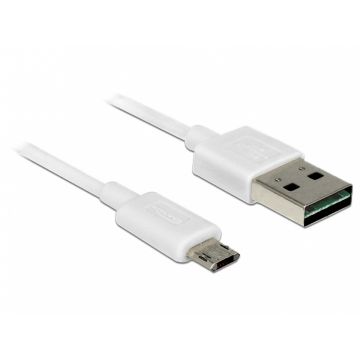 Cablu EASY-USB 2.0 tip A la EASY-USB 2.0 tip Micro-B T-T Alb 2m, Delock 84808