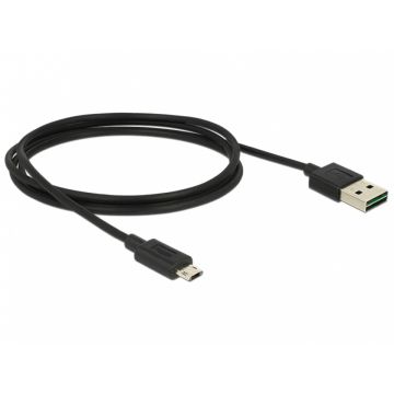 Cablu EASY-USB 2.0 tip A la EASY-USB 2.0 tip Micro-B T-T Negru 1m, Delock 83844