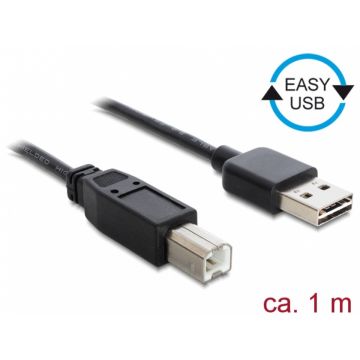Cablu EASY-USB 2.0 tip A la USB 2.0 tip B T-T, 1m, Delock 83358