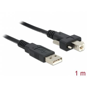 Cablu imprimanta USB la USB-B 2.0 1m cu suruburi, Delock 83594