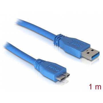 Cablu micro-B USB 3.0 la USB-A T-T 1m Bleu, Delock 82531