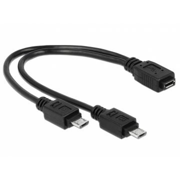 Cablu micro USB B M la 2 x micro USB B T 20.5 cm, Delock 65440