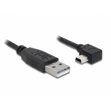 Cablu USB 2.0 la mini USB unghi 90 grade T-T 2m, Delock 82682