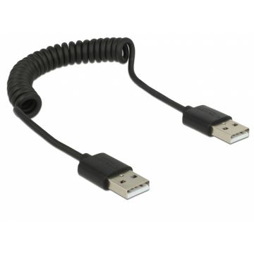 Cablu USB 2.0 T-T spiralat 20-60cm, Delock 83239