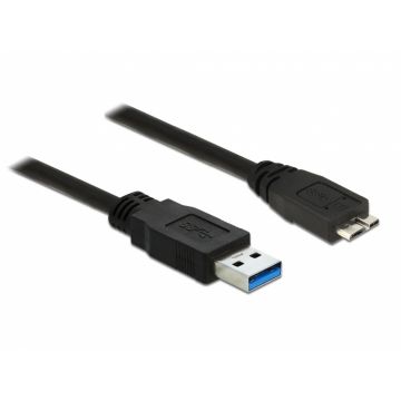 Cablu USB 3.0 la micro USB-B 5m Negru, Delock 85076