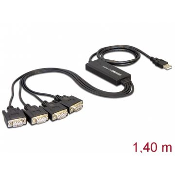 Cablu USB la 4 x Serial RS232 FTDI 1.4m, Delock 61887