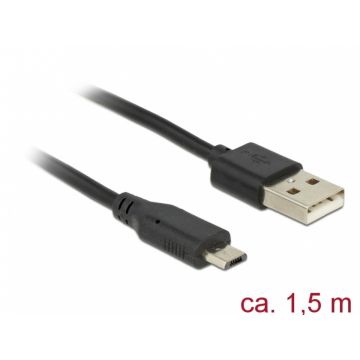 Cablu USB la micro USB-B 1.5m cu LED, Delock 83272