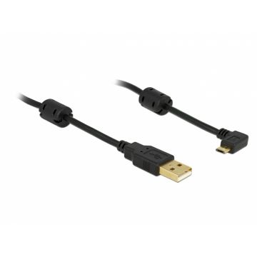 Cablu USB la micro USB-B T-T unghi de 90 grade 1m, Delock 83147