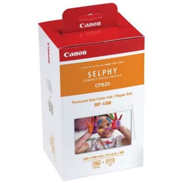 Canon Set hartie foto si cartus cerneala Canon RP-108, 10 x 15 cm, 108 coli, pentru Canon Selphy CP