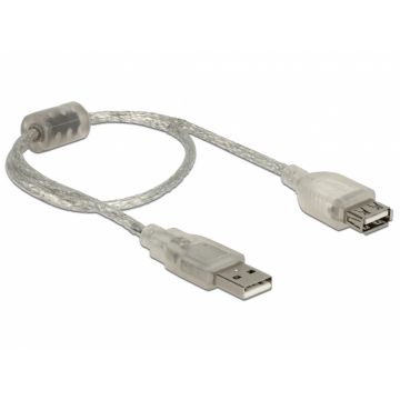 Prelungitor USB 2.0 T-M 0.3m Transparent, Delock 82244