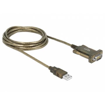 Adaptor USB la Serial DB9 RS-232 Prolific cu indicator LED, Delock 64073