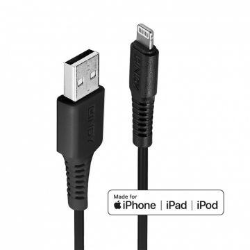 Cablu date si incarcare USB la Lightning MFI 3m Negru, Lindy L31322*