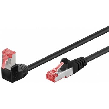 Cablu de retea cat 6 SFTP cu 1 unghi 90 grade 5m Negru, Goobay G51546