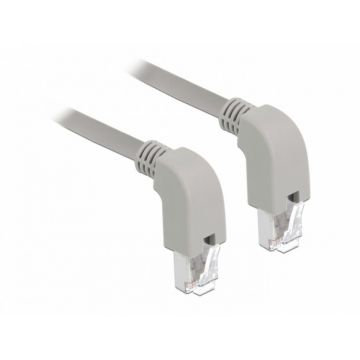 Cablu de retea RJ45 cat 6 S/FTP LSOH unghi jos 2m Gri, Delock 85869