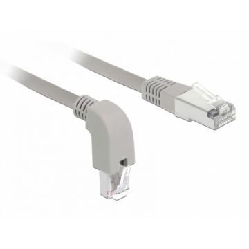 Cablu de retea RJ45 cat 6 S/FTP LSOH unghi jos/drept 1m Gri, Delock 85865