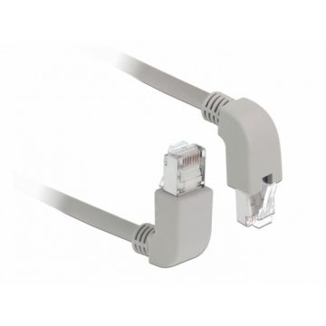 Cablu de retea RJ45 cat 6 S/FTP LSOH unghi jos/unghi sus 1m Gri, Delock 85862