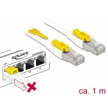 Cablu de retea RJ45 cat 6A cu sistem de blocare 1m, Delock 85331