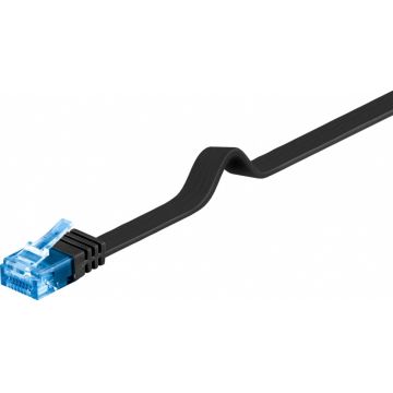 Cablu de retea RJ45 CAT 6A flat UTP 10m Negru, Goobay 96367