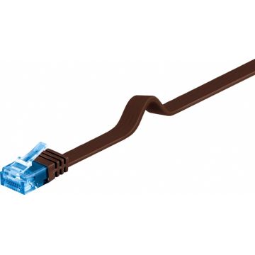 Cablu de retea RJ45 CAT 6A flat UTP 1m Maro inchis, Goobay 96315