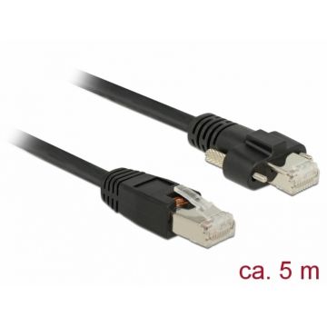 Cablu de retea RJ45 cu suruburi Cat.6 SSTP 5m Negru, Delock 85670