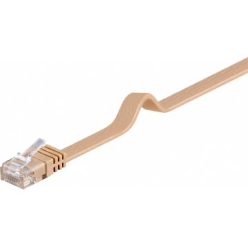 Cablu de retea RJ45 UTP cat 6 3m cupru Flat Maro deschis, Goobay 95886