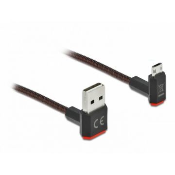 Cablu EASY-USB 2.0 la micro-B EASY-USB unghi sus/jos 1.5m textil, Delock 85267