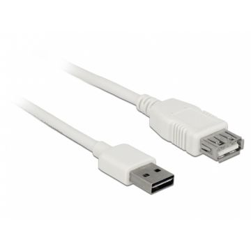 Cablu prelungitor EASY-USB 2.0 tip A T-M 5m Alb, Delock 85202