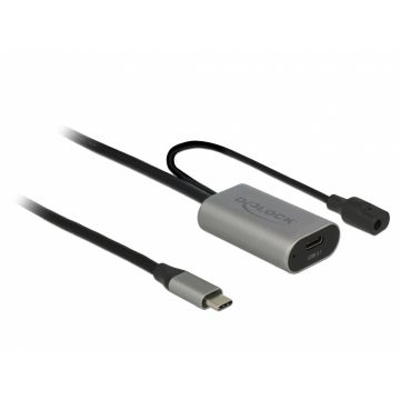Cablu prelungitor USB 3.1-C Gen 1 activ 5m T-M Negru, Delock 85392
