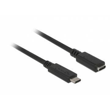 Cablu prelungitor USB 3.2 Gen2 tip C T-M 3A 1.5m Negru, Delock 85534