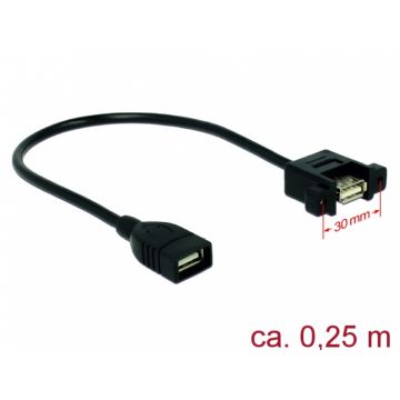 Cablu USB 2.0-A la USB 2.0-A panel mount 0.25m M-M, Delock 85105