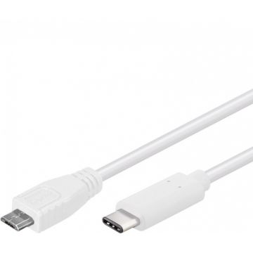 Cablu USB 2.0-C la micro USB-B T-T 0.6m Alb, k㇋06w