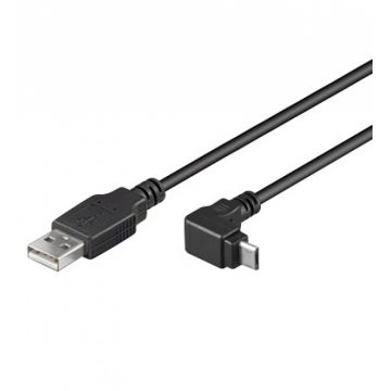 Cablu USB 2.0 la micro USB-B unghi jos/sus T-T 1m negru, KU2M1F-90